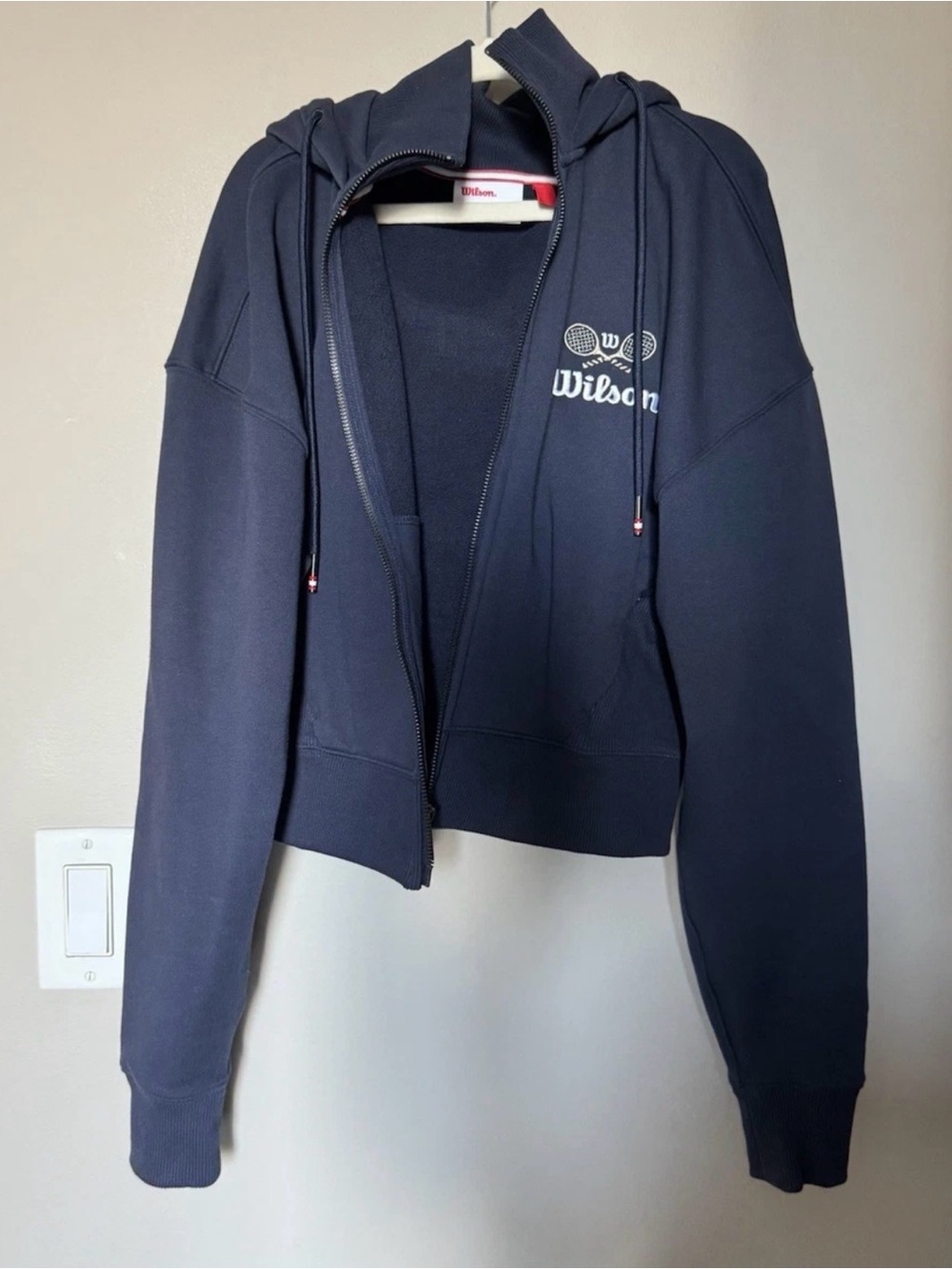 NWOT Wilson Women GRANT PARK FULL-ZIP Cropped Hood Zip up Navy L